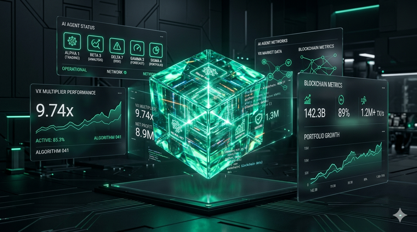VUXO dashboard — VX multipliers, wallet, and AI agents